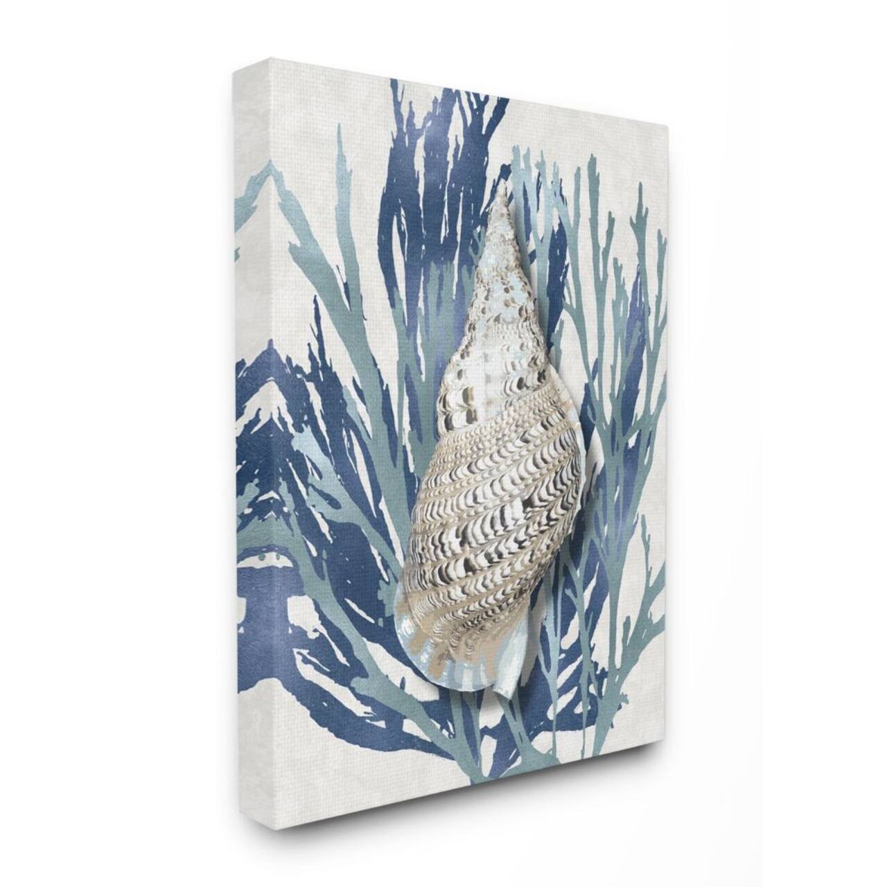 Stupell Industries Shell Coral Blue Beach Design Canvas Wall Art